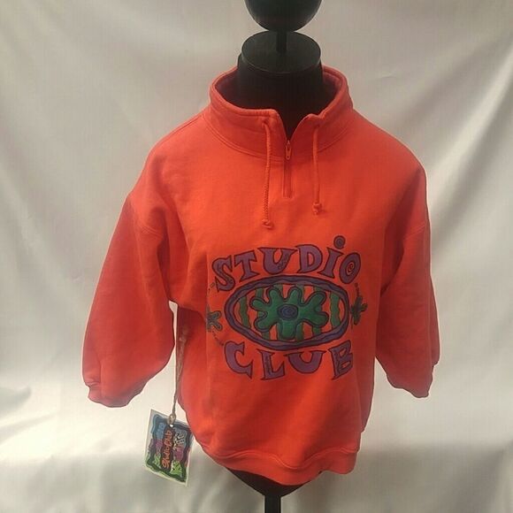 GIRLS STUDIO CLUB FUNNEL COLLAR FLEECE TOP - Picture 1 of 6